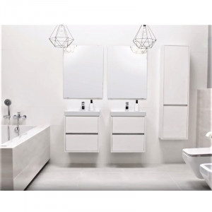 Mobilier suspendat Cersanit, Crea, cu doua sertare, 60 cm, alb - Img 3