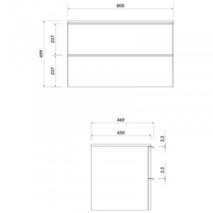 Mobilier suspendat Cersanit, Virgo 80, cu manere negre, pentru lavoar pe blat, alb - Img 2