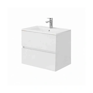 Mobilier suspendat pentru lavoar Fluminia Genova 60, front și laterale netede, 60x46 cm, alb lucios - Img 4