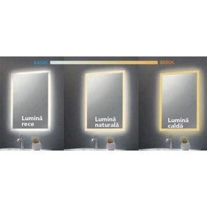 Oglinda Fluminia, Cleopatra-100, dreptunghiulara, cu iluminare LED si lupa cosmetica - Img 4