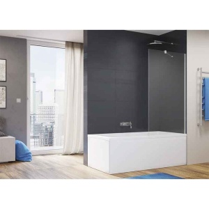 Paravan de cadă Ronal, Easy, Aquaperle, sticlă securizată de 6 mm, 80 x 150 cm, profil crom - Img 2