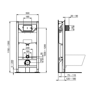 Rezervor incastrat Ideal Standard ProSys 120M 12 cm pentru wc suspendat - Img 2