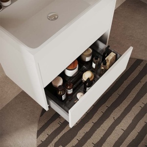 Set mobilier cu lavoar Fluminia, Fiori 60, cu sertare soft close, alb - Img 6