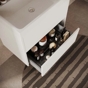 Set mobilier cu lavoar Fluminia, Fiori 60, cu sertare soft close, alb - Img 6