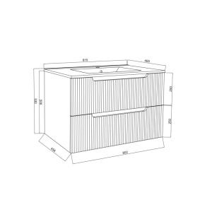 Set mobilier riflat cu lavoar Fluminia, Malta 80, cu sertare soft close, alb - Img 2