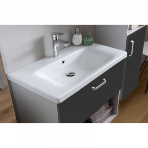 Set mobilier suspendat si lavoar Kolpasan, Evelin II, 80 cm, gri antracit - Img 2