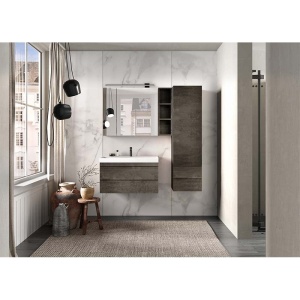 Set mobilier suspendat si lavoar, Kolpasan, Naomi, 80 cm, dark concrete - Img 3