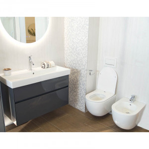 Set vas WC suspendat, Fluminia, Minerva, rimless, cu capac quick release si soft close, alb - Img 4