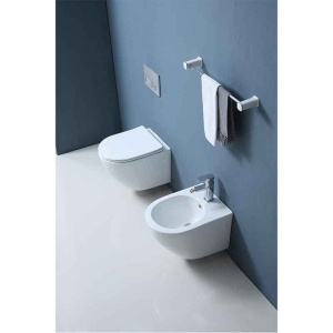 Set vas WC suspendat Fluminia, Ricci Tornado, spălare cu vârtej, 36 x 49 cm, alb - Img 2