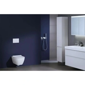 Set vas wc suspendat, Geberit, Smyle Square, rimless, cu capac soft close și quick release, alb - Img 4