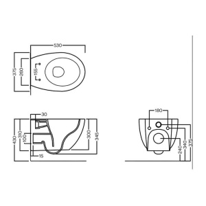 Vas WC suspendat Hatria, Planeta, PureVortex, 37.5x53CM, alb - Img 3