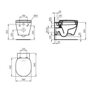 Vas WC suspendat Ideal Standard, Connect, cu funcție de bideu, alb - Img 5