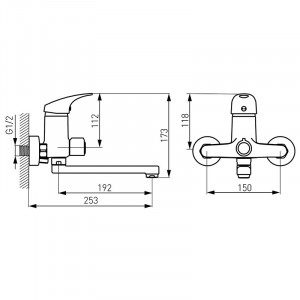Baterie cada - dus, Ferro, Combo, pipa mobila de 19,2 cm, crom - Img 2