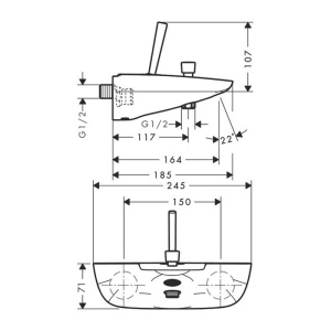 Baterie cadă-duș Hansgrohe, PuraVida, mâner joystick, alb/crom - Img 2