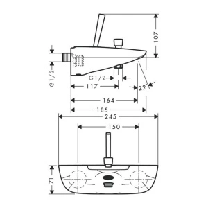 Baterie cadă-duș Hansgrohe, PuraVida, mâner joystick, alb/crom - Img 2