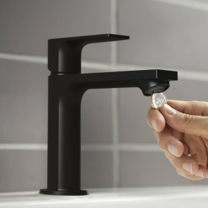 Baterie cu ventil pentru lavoar Hansgrohe, Rebris E 240, CoolStart, negru mat - Img 3