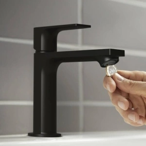 Baterie cu ventil pentru lavoar Hansgrohe, Rebris E 240, CoolStart, negru mat - Img 3