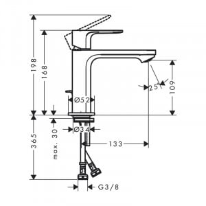Baterie lavoar cu ventil, Hansgrohe, Rebris E 110, crom - Img 6