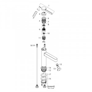 Baterie lavoar, Hansgrohe, Finoris 100, crom - Img 4
