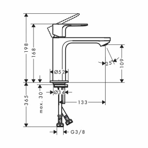 Baterie lavoar Hansgrohe, Rebris S 110, CoolStart, fără ventil, crom - Img 3