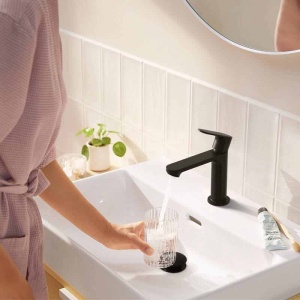 Baterie lavoar Hansgrohe, Rebris S 80, fără ventil, EcoSmart, CoolStart, negru mat - Img 3