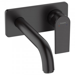 Baterie lavoar Hansgrohe, Vernis Shape, pipa 205 mm, montaj pe perete, negru mat