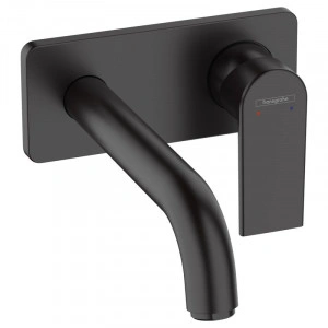 Baterie lavoar Hansgrohe, Vernis Shape, pipa 205 mm, montaj pe perete, negru mat