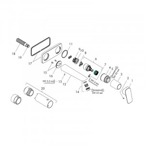 Baterie pentru lavoar Hansgrohe, Logis, cu montaj pe perete, parte vizibila, crom - Img 4