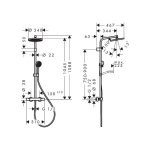 Coloană de duș Hansgrohe, Activera S, cu baterie termostatică Ecostat Fine, crom - Img 6