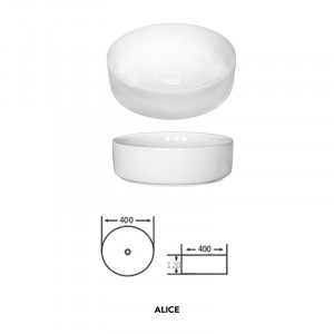 Lavoar pe blat, Fluminia, Alice, rotund, diametru 40cm, alb - Img 5