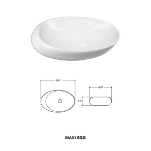 Lavoar pe blat, Fluminia, Egg Maxi, oval, 66 x 46 cm, alb - Img 2