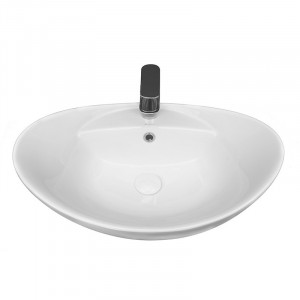 Lavoar pe blat Fluminia, Loira New, oval, 59 x 39 cm, alb - Img 8