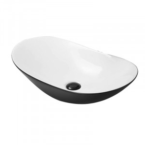 Lavoar pe blat Fluminia, My night, oval, alb-negru, 60.5 x 36 cm