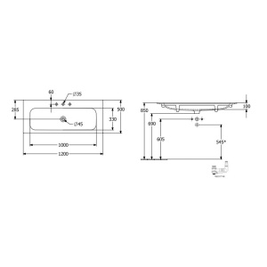 Lavoar pentru mobilier Villeroy & Boch, Finion 120 cm, Ceramic+, cu orificiu baterie, fără preaplin, stone white - Img 2