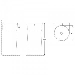 Lavoar stativ, Fluminia, Athos, rotund, 40 cm, alb - Img 2