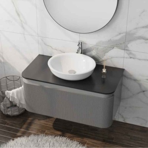 Mobilier pentru lavoar, Spectrum, Milena 100, riflat, gri mat - Img 4
