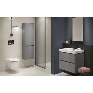Mobilier suspendat Cersanit, Crea, cu doua sertare, 100 cm, gri - Img 2