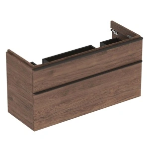 Mobilier suspendat, Geberit, Smyle Square, pentru lavoar dublu, 120 cm, nuc american hickory