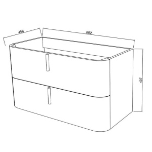 Mobilier suspendat pentru lavoar Fluminia Pisa 80 cm, front neted, 80 × 46 cm, tabacco, mâner negru - Img 5