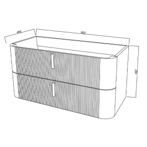 Mobilier suspendat pentru lavoar Fluminia Pisa 80 cm, front riflat, 80 × 46 cm, mattone, mâner alb mat - Img 5