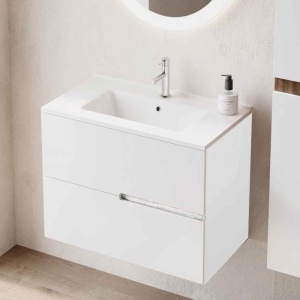 Mobilier suspendat pentru lavoar, Fluminia, Toledo, 60 cm, alb lucios - Img 3