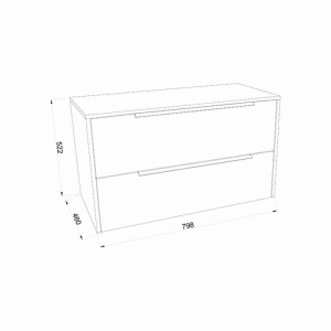 Mobilier suspendat pentru lavoar pe blat Fluminia Istria 80, front riflat, 80x46 cm, alb mat, mâner inox - Img 3