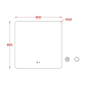 Oglindă Fluminia, Verona-80, pătrată, 80 x 80 cm, cu LED Ambiental Light, 3 culori, dezaburire - Img 3