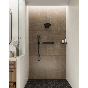 Racord de duș, Hansgrohe, FixFit Q, cu suport pentru para de duș, negru mat - Img 2