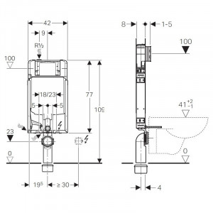 Rama Geberit, Kombifix, pentru vas wc suspendat,109 cm, cu rezervor incastrat Sigma 8 cm - Img 2