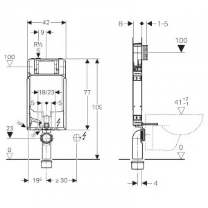 Rama Geberit, Kombifix, pentru vas wc suspendat,109 cm, cu rezervor incastrat Sigma 8 cm - Img 2