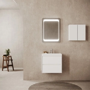 Set mobilier cu lavoar Fluminia, Fiori 60, cu sertare soft close, alb - Img 3