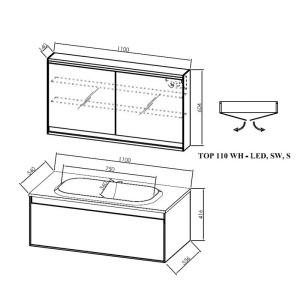 Set mobilier cu lavoar, Kolpasan, Pandora, suspendat, 110 cm, negru - Img 3