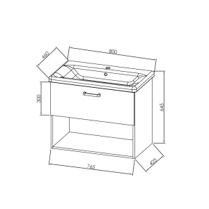 Set mobilier suspendat si lavoar Kolpasan, Evelin, 80 cm, alb - Img 6
