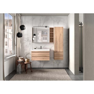 Set mobilier suspendat si lavoar, KolpaSan, Naomi, 100 cm, stejar deschis - Img 3